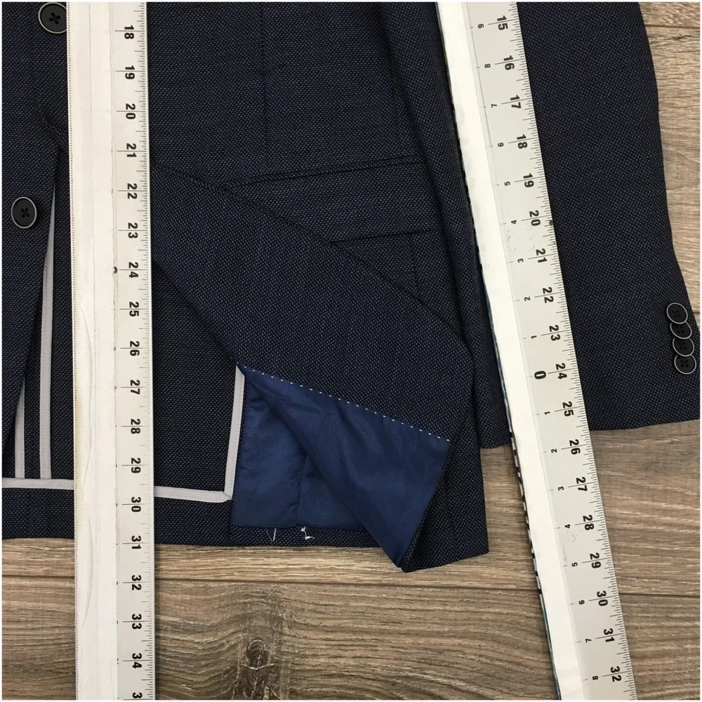 TOMMY HILFIGER Mens Blazer Sport Coat Casual Jacket Size 40L Hopsack Wool Suit‎